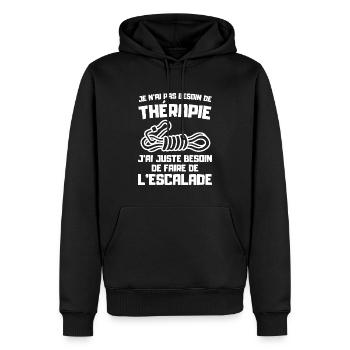 Je n'ai pas besoin de thérapie juste d'escalade - Sweat à capuche Premium bio Homme - noir - Devant - Nico (187cm)