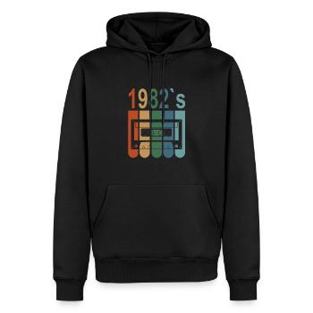 Jahrgang 1982 TShirt Spruch Kassette Best Of 1982 - Männer Premium Bio Hoodie - Schwarz - Vorne - Nico (187cm)