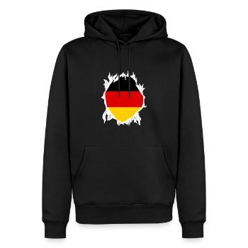 Allemagne Drapeau Cadeau Pays allemand allemand - Sweat à capuche Premium bio Homme - noir - Devant - Nico (187cm)