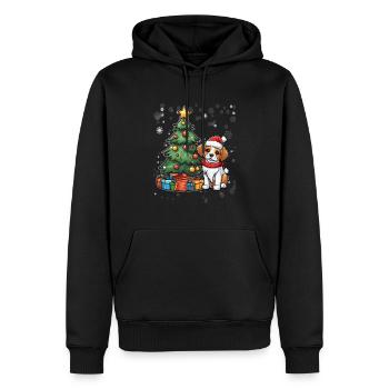 Chien Noël Chien Amour Chien Maman Noël - Sweat à capuche Premium bio Homme - noir - Devant - Nico (187cm)
