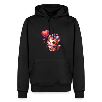 Chat volant avec des ballons chats mignons - Sweat à capuche Premium bio Homme - noir - Devant - Nico (187cm)