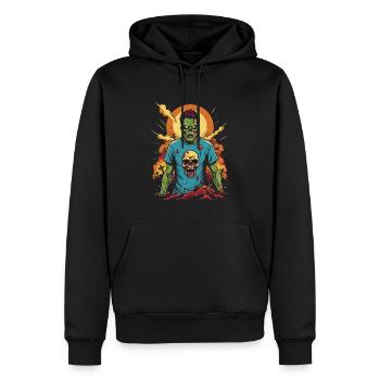 Illustration de bande dessinée zombie - Sweat à capuche Premium bio Homme - noir - Devant - Nico (187cm)