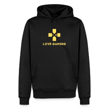 LIEBE GAMING - Männer Premium Bio Hoodie - Schwarz - Vorne - Nico (187cm)