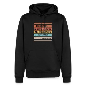 Deligny - Sweat à capuche Premium bio Homme - noir - Devant - Nico (187cm)