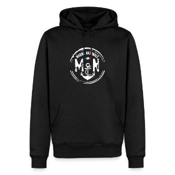 Navy - Men’s Premium Organic Hoodie - black - Front - Nico (187cm)