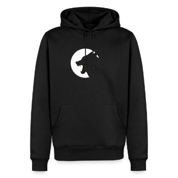 Loup géométrique - Sweat à capuche Premium bio Homme - noir - Devant - Nico (187cm)