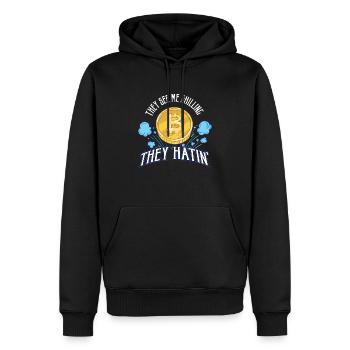 Lustiges Bitcoin und Kryptowährung Investor HODL - Männer Premium Bio Hoodie - Schwarz - Vorne - Nico (187cm)