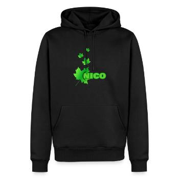 Ahornblatt für Nico - Männer Premium Bio Hoodie - Schwarz - Vorne - Nico (187cm)