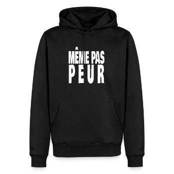 même pas peur - Sweat à capuche Premium bio Homme - noir - Devant - Nico (187cm)