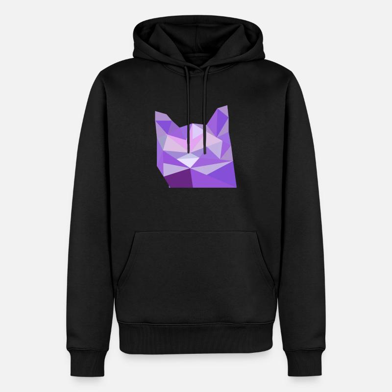 Chat low poly rose - Sweat à capuche Premium bio Homme - noir