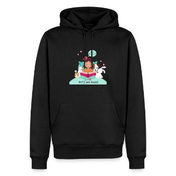 La vie est meilleure avec les animaux de compagnie et les livres - Sweat à capuche Premium bio Homme - noir - Devant - Nico (187cm)
