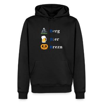 Bayern Berg Bier Brezn - Männer Premium Bio Hoodie - Schwarz - Vorne - Nico (187cm)
