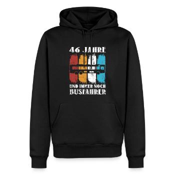 Busfahrer Busfahren Beruf 46 Geburtstag Spruch - Männer Premium Bio Hoodie - Schwarz - Vorne - Nico (187cm)