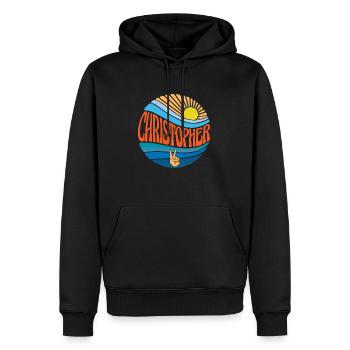 Chemise Christopher Vintage Coucher de soleil Christopher - Sweat à capuche Premium bio Homme - noir - Devant - Nico (187cm)