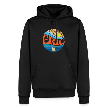 Eric Shirt Vintage Sunset Eric Groovy Tie Dye - Männer Premium Bio Hoodie - Schwarz - Vorne - Nico (187cm)