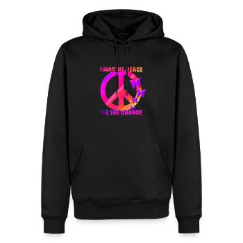 Stellen Sie sich Frieden vor - Männer Premium Bio Hoodie - Schwarz - Vorne - Nico (187cm)