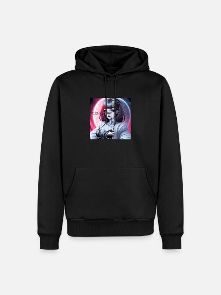 🌙 Umarme das Neon-Mondlicht 🌙 - Männer Premium Bio Hoodie - Schwarz