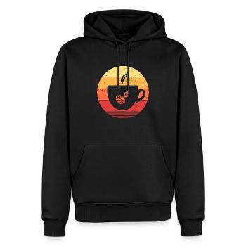 Café rétro vintage | Amateur de café - Sweat à capuche Premium bio Homme - noir - Devant - Nico (187cm)