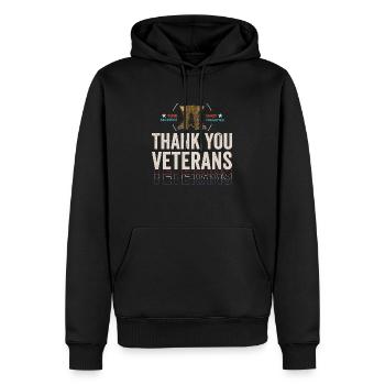 Merci, anciens combattants ! Merci pour votre service - Sweat à capuche Premium bio Homme - noir - Devant - Nico (187cm)