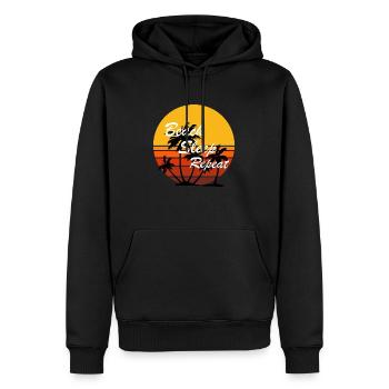 Beach Sleep Repeat 4 - Men’s Premium Organic Hoodie - black - Front - Nico (187cm)
