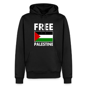 Free palestine - Sweat à capuche Premium bio Homme - noir - Devant - Nico (187cm)