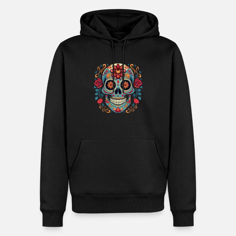 Calavera Sugar Skull - Männer Premium Bio Hoodie - Schwarz