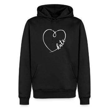 Kate Nom Calligraphie Coeur - Sweat à capuche Premium bio Homme - noir - Devant - Nico (187cm)