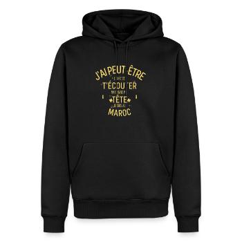 Dans ma Tête je suis Au Maroc - Sweat à capuche Premium bio Homme - noir - Devant - Nico (187cm)