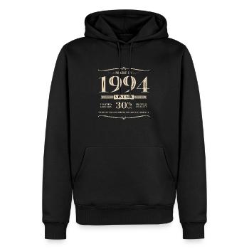 Fabriqué en 1994. 30 ans. Cadeau d’anniversaire - Sweat à capuche Premium bio Homme - noir - Devant - Nico (187cm)