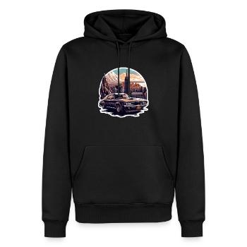 voiture vintage americaine et sportive - Sweat à capuche Premium bio Homme - noir - Devant - Nico (187cm)