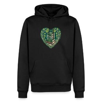 Livresque - Sweat à capuche Premium bio Homme - noir - Devant - Nico (187cm)
