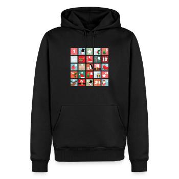 Calendrier de l’Avent Noël - Sweat à capuche Premium bio Homme - noir - Devant - Nico (187cm)