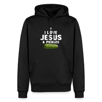 I Love Jesus & Pickles Pickle Vegan Cucumber - Männer Premium Bio Hoodie - Schwarz - Vorne - Nico (187cm)