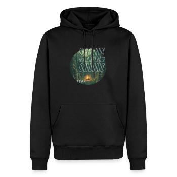 Offline is the new Online - Männer Premium Bio Hoodie - Schwarz - Vorne - Nico (187cm)