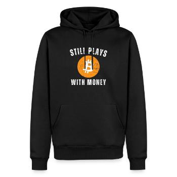 Joue toujours avec l’argent Bitcoin - Sweat à capuche Premium bio Homme - noir - Devant - Nico (187cm)