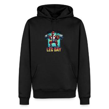 Ne sautez jamais la journée des cuisses – Poulet fort - Sweat à capuche Premium bio Homme - noir - Devant - Nico (187cm)