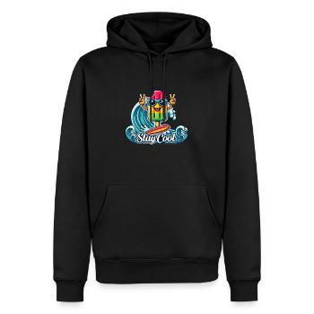 Restez au frais - Ambiance estivale - Sweat à capuche Premium bio Homme - noir - Devant - Nico (187cm)