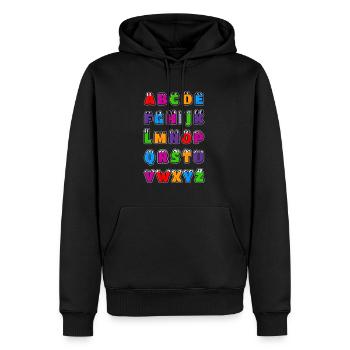 Kawaii lettres de l'alphabet ABC pour les enfants. dessins - Sweat à capuche Premium bio Homme - noir - Devant - Nico (187cm)