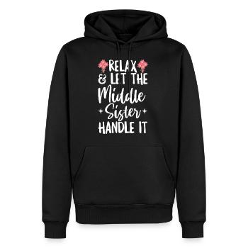 Geschwisterdesign für die mittlere Schwester - Männer Premium Bio Hoodie - Schwarz - Vorne - Nico (187cm)