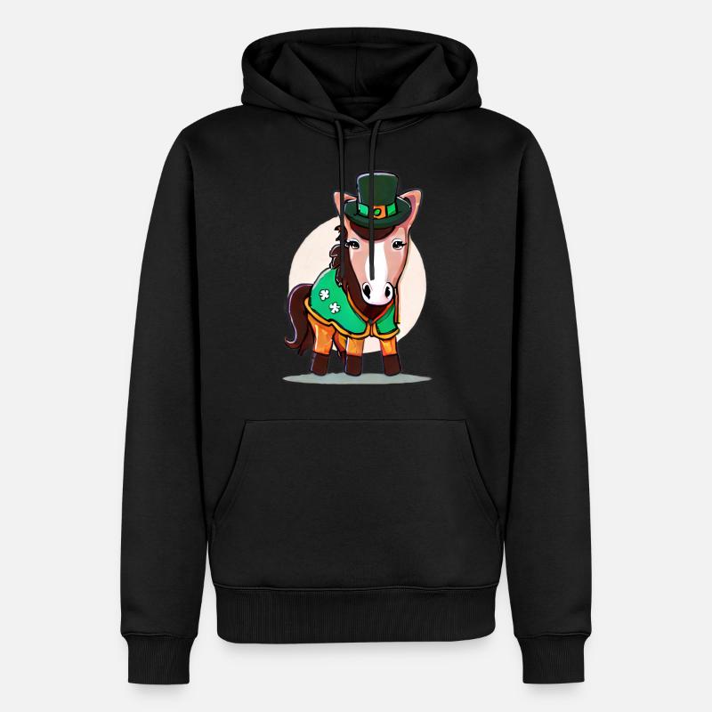 Cheval de la Saint-Patrick - Sweat à capuche Premium bio Homme - noir