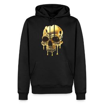 Schmelzender Totenkopf aus Gold - Männer Premium Bio Hoodie - Schwarz - Vorne - Nico (187cm)