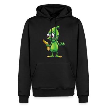 Green Alien Meets Funny Banana - Men’s Premium Organic Hoodie - black - Front - Nico (187cm)