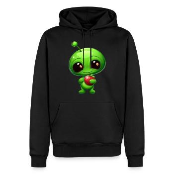 Green Alien Apple: fusion inattendue - Sweat à capuche Premium bio Homme - noir - Devant - Nico (187cm)