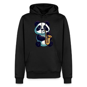 panda saxophone klassische musik jazz - Männer Premium Bio Hoodie - Schwarz - Vorne - Nico (187cm)