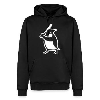 Silhouette de joueur de baseball pingouin - Sweat à capuche Premium bio Homme - noir - Devant - Nico (187cm)