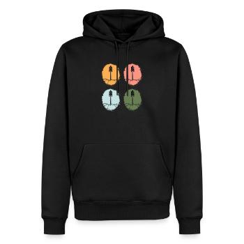 Espace, Astronaute, Galaxie, Planètes, Étoiles - Sweat à capuche Premium bio Homme - noir - Devant - Nico (187cm)