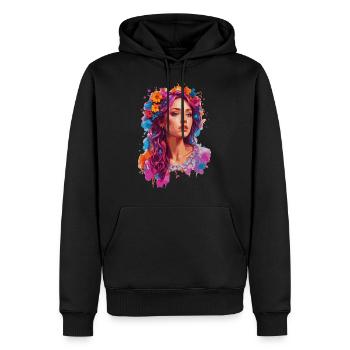 Fille aux fleurs 🌸 - Sweat à capuche Premium bio Homme - noir - Devant - Nico (187cm)