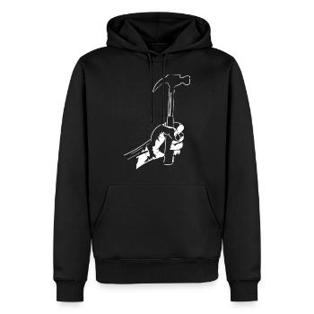 Zimmerer Hammer Silhouette Minimaliste - Sweat à capuche Premium bio Homme - noir - Devant - Nico (187cm)
