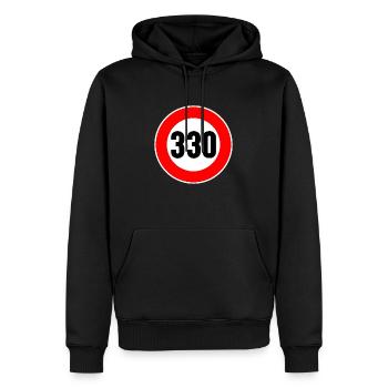 Limite de vitesse 330 Anti limite de vitesse Funny Highway - Sweat à capuche Premium bio Homme - noir - Devant - Nico (187cm)