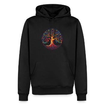 Arbre de vie - Sweat à capuche Premium bio Homme - noir - Devant - Nico (187cm)